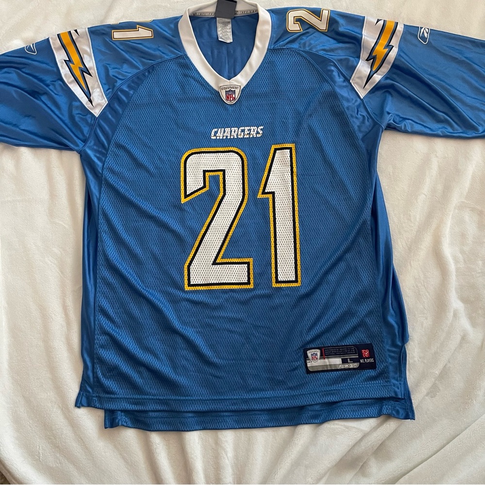 Reebok NFL Chargers Men's Jersey Baby Blue Tomlinson #21 Short Sleeve L Mesh